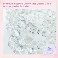 Natural Crystal Bracelet Premium Faceted Cube Clear Quartz Cube 9mm Master Healer Bracelet B101029