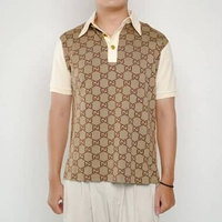 Polo GUCCI GG MONOGRAM BROWN BEIGE CREAM SILK POLO 100% ORIGINAL 2XL