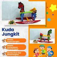 KUDA-JUNGKIT Mainan Anak Jadul Kuda Jungkat Jungkit Kuda Kayu TK PAUD Warna Random