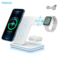 PDKUAI 3 in 1 Wireless Charger Stand 20W Fast Charging Station For iPhone 13 12 11 Pro Max Samsung S22 S21 iWatch 7 6 5 Airpods