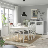 EKEDALEN/EKEDALEN 餐桌附6張餐椅, 白色 白色/orrsta 淺灰色, 120/180 公分