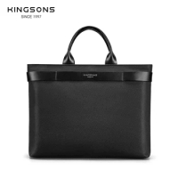 Kingsons 2024 Men Women Fashion Business Briefcase 15.6 inch Laptop Bag Waterproof Top-Handle Bag Classic Black Handbag