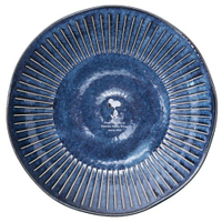 小禮堂 史努比 日製陶瓷圓盤《深藍.走路》菜盤.點心盤.金正陶器