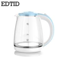 EDTID Electric Kettle Teapot Quick Heating Hot Water Boiling Tea Pot Glass Blue Light Heating Kettles Auto-Power Off Boiler 1.8L