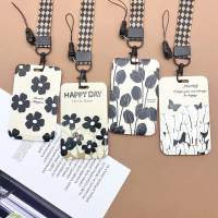 Ins Cool Rose Series lanyardBus Card Cover Bell Key Ring ID Card holder Bus Card Protection Name tag
