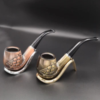 Classic Copper Color Resistant Pipe Filter Smoking Pipes Herb Tobacco Pipes Narguile Grinder Resin Cigarette Holder