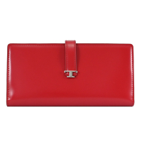 TOD’S T Timeless T字LOGO小牛皮釦式長夾(紅黑)
