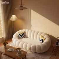 Cream Wind Pumpkin Sofa Lazy Small Unit Double Single Rented Lamb Fleece Bedroom Balcony minimalist sofa sofa bed