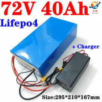 72V 40Ah Lifepo4 Lithium battery BMS 24S for 3000W 5000W 6000W electric motorcycle scooter Ebike balance car EV + 5A charger