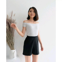 Celana Kulot Pendek Scuba Viral Hitam Melar Putih Shorts - Lingkar Pinggang 85 cm Melar Hingga 100 c