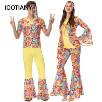 Halloween Carnival Party Couples Vintage 60s 70s Hippie Cosplay Costume Suit Music Festival Retro Rock Disco Fancy Dress