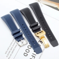 Curved End 22mm Silicone Rubber Watch band For IWC PORTUGIESER YACHT CLUB CHRONOGRAPH IW390502 390209 390211 Men's Watch Strap