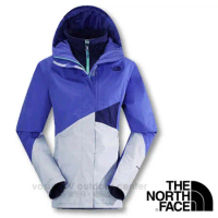 【The North Face】女新款 HV HS 兩件式防水透氣外套(可拆式化纖內件)保暖夾克_CUD8 星空紫/柔紫