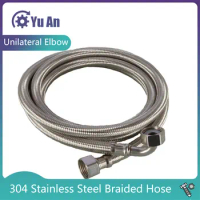 Unilateral Articulated Elbow 304 Stainless Steel Braided Hose Water Heater Toilet Angle Valve Faucet Hot Cold Water Inlet Pipe