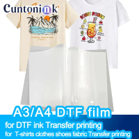 ฟิล์ม DTF, ขนาด A3 และ A4, 50/100DTF, ลอกเย็นและร้อน, เหมาะสำหรับเครื่องพิมพ์ฟิล์มโดยตรง, กระดาษถ่าย