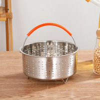304 Stainless Steel Steamer Basket Instant Pot Accessories Instant Cooker with Silicone Covered Handle Draining steam basket