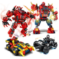 New SuperHeroe Spider-Man Venom Mech Chariot Car Robot Figures Building Blocks Kit Bricks Classic Movie Model Kids Toys Boy Gift