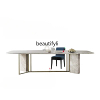 Nordic Marble Dining Table Post-Modern Simple Rectangular Household Light Luxury Living Room Dining Table and Chair