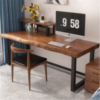 桌子 .實木臺式電腦桌原木書桌書架家用雙人長條辦公桌寫字桌工作