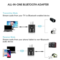 Wireless Bluetooth-Compatible 5.0 USB Switching Receiver Transmitter 3.5mm Jack AUX Audio Dongle Adapter for Car Laptops iPad TV