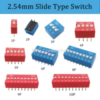 10Pcs Slide Type DIP Switch Module 1/2/3/4/5/6/8/10Pin Position Way 2.54mm Pitch Red Toggle Switch Blue Snap Switch
