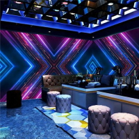 KTV酒吧包廂裝飾壁紙3d立體科技感電競館網咖墻紙仿發光會所壁畫
