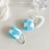 Earphone Case For Apple AirPods 3 pro 2 blue sky white clouds headset Cover for Apple Air pods 2 1 Earbuds Cases with lanyard