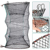 Crab Crayfish Lobster Catcher Pot Trap Fishing Net Eel Live Bait Woven Loop Rope With Circular Color Foldable Fishing Net