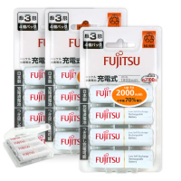 【FUJITSU 富士通】3號AA低自放電1900mAh充電電池HR-3UTC 3號12入+專用儲存盒*3