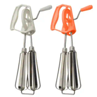 Manual Hand Mixer Stainless Steel Manual Hand Mixer Multifunctional Hand Crank Whip Whisk with 2 Mixing Heads Kitchen Tools