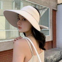 New Face Covering Sunscreen Hat Women's Summer Ice Silk Fisherman's Hat with Large Brim, Anti-UV Sunshade Outdoor Sun Hat