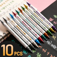 Dual Tip Metallic Brush Pen Pearl Paint Drawing Markers Graffiti Art Marker Painting Scrapbooking School Supplies