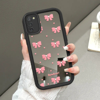 Bowknot Pink Casing HP Cocok Untuk Samsung Galaxy A03S A02S Case Ponsel Telepon Silicone Cover Aesth