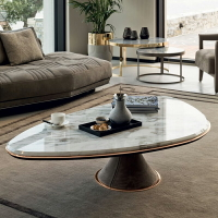 大理石茶幾簡約現代客廳小戶型輕奢金屬不銹鋼北歐設計師咖啡桌子
