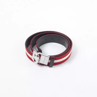 BALLY Ikat Pinggang BALLY BISING B BUCKLE STRIPE RED WHITE BROWN BELT 100% ORIGINAL