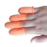 進口加厚防滑指套橙色乳膠指套一次性電子工業防護點鈔耐磨指套