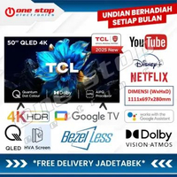 [GARANSI RESMI] TCL 50T61C / T61C QLED 4K UHD Smart Google TV 50 Inch - HVA PANEL SCREEN - HDR Brigh
