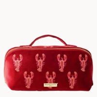 Elizabeth Scarlett Lobster Velvet Open Flat Makeup Bag - Rouge