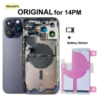 Ori for iPhone 14 Pro Max Half Full Back Housing Cover Battery Door Glass with Side Buttons Flex cable