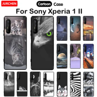 JURCHEN Phone Case For Sony Xperia 1 II Silicone Cute Cartoon Printing Bags For Sony Xperia1 II 6.5" TPU Fashion Thin Back Cover