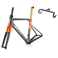Rolling Stone Hider Carbon Disc Brake Road Frame set and aero integrated bar full internal routing 46 49 52 55cm gray