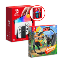 【Nintendo 任天堂】Switch OLED主機 顏色二選一+健身環大冒險(進口日規主機)