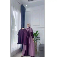 SAYLA gamis abaya dan set couple hari raya bahan Tiffany twill mix ceruty babydoll terbaru rompi Mid