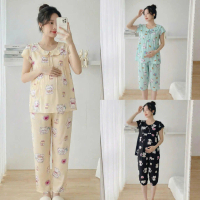 (50-75-95KG) Đồ Bộ Bầu LỬNG - DÀI LỤA Mango MỀM MẠI, Lưng thun ĐIỀU CHỈNH, Họa tiết dễ thương DB03 Á