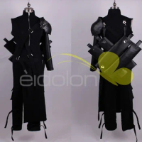 Final Fantasy FF7 Cloud Strife Cosplay Costume Outfit + PU Leather Pauldrons Halloween Adult Costumes for Women/Men Customize