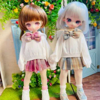 BJD doll clothes set suitable for 1/6 size bjd boy clothes all-match cute pleated skirt set doll accessories（tops and skirts）