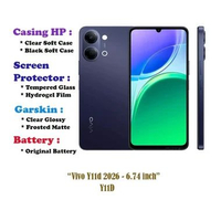 Vivo Y11d 2026 - 6.74 inch- Case - Screen Protector - Dll Black Soft Case