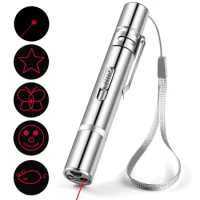 Electronic Pet Laser Pointer Cat Laser Toy USB Rechargeable Red Dot Light Cat Toy Chaser Stick Interactive Laser Cat Pen Pointer