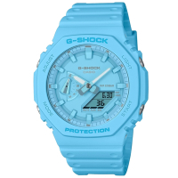 CASIO 卡西歐 G-SHOCK Tone-on-Tone 搶眼天藍 同色時尚 八角形錶殼 GA-2100-2A2_45.4mm