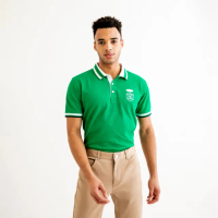 【Arnold Palmer 雨傘】男裝-左胸GOLF主題提織短袖POLO衫(綠色)